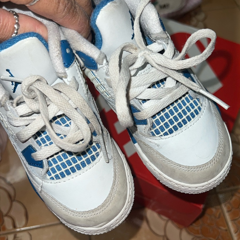 Kids White and Blue Sneakers